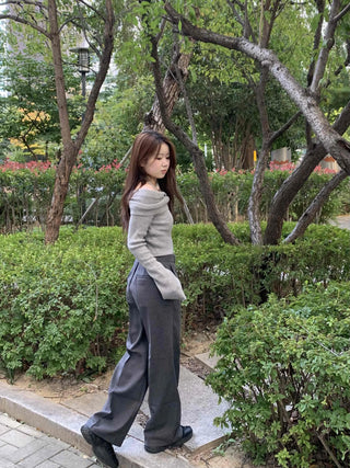 Sexy Ribbed Off-Shoulder Slim Fit Knit