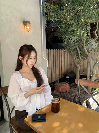 Delicate Fit See-through Cardigan Style Bolero Blouse