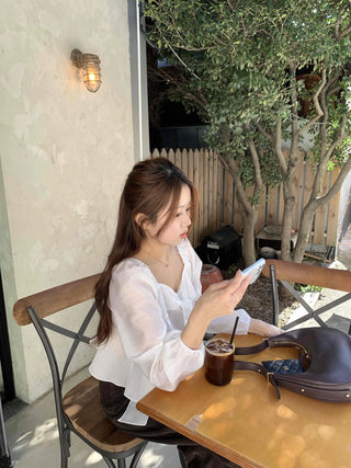 Delicate Fit See-through Cardigan Style Bolero Blouse