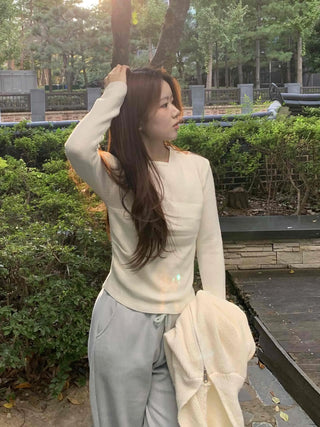 Soft Daily Slim Round Neck Ribbed Knit