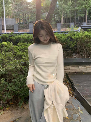 Soft Daily Slim Round Neck Ribbed Knit