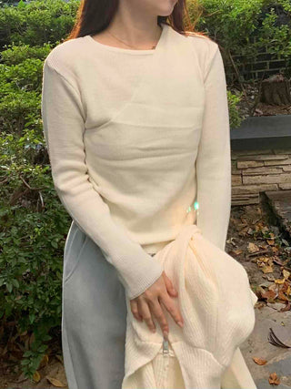 Soft Daily Slim Round Neck Ribbed Knit