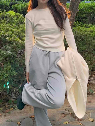 Soft Daily Slim Round Neck Ribbed Knit