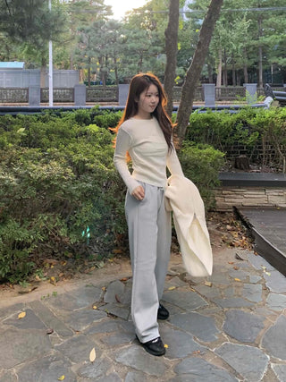 Soft Daily Slim Round Neck Ribbed Knit
