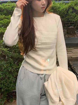 Soft Daily Slim Round Neck Ribbed Knit