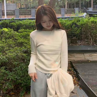 Soft Daily Slim Round Neck Ribbed Knit