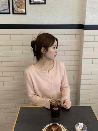 Soft Daily Round Neck Knit Cardigan & Frill Sleeveless