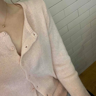 Soft Daily Round Neck Knit Cardigan & Frill Sleeveless