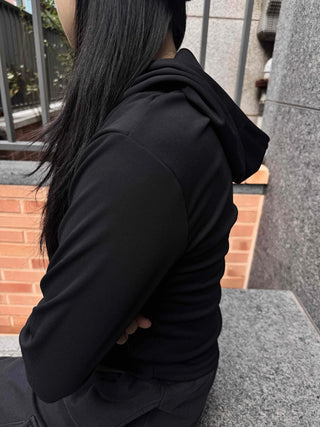 Simple Trendy Color Block Plain Long-Sleeve Hoodie