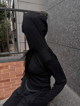 Simple Trendy Color Block Plain Long-Sleeve Hoodie
