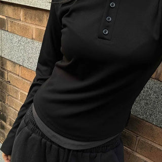 Simple Trendy Color Block Plain Long-Sleeve Hoodie