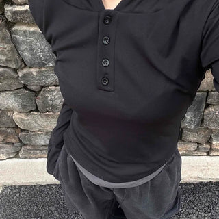 Simple Trendy Color Block Plain Long-Sleeve Hoodie