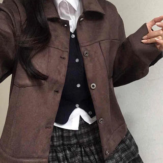 Vintage Suede Quilted Boxy Oversized Jacket