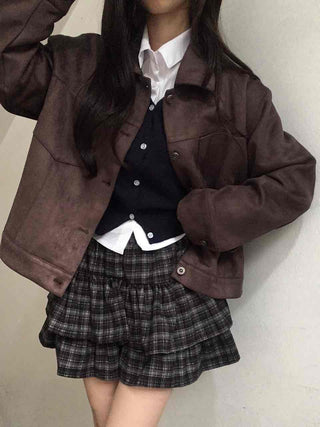 Vintage Suede Quilted Boxy Oversized Jacket