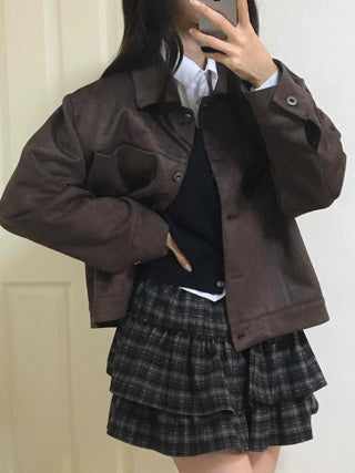 Vintage Suede Quilted Boxy Oversized Jacket