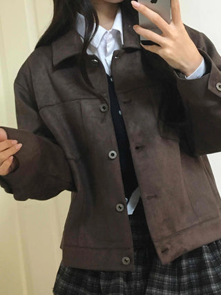 Vintage Suede Quilted Boxy Oversized Jacket