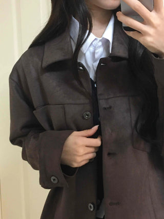 Vintage Suede Quilted Boxy Oversized Jacket