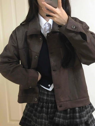 Vintage Suede Quilted Boxy Oversized Jacket