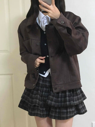 Vintage Suede Quilted Boxy Oversized Jacket