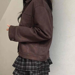 Vintage Suede Quilted Boxy Oversized Jacket