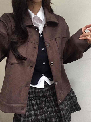 Vintage Suede Quilted Boxy Oversized Jacket