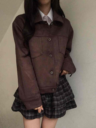 Vintage Suede Quilted Boxy Oversized Jacket