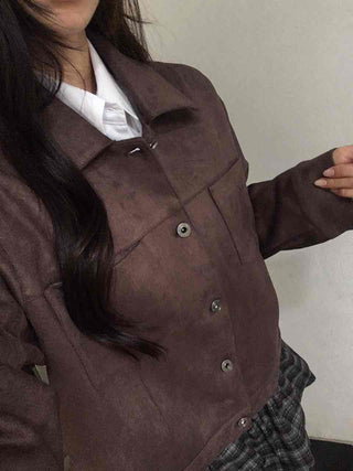 Vintage Suede Quilted Boxy Oversized Jacket