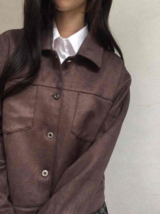 Vintage Suede Quilted Boxy Oversized Jacket