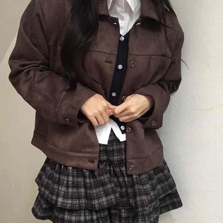 Vintage Suede Quilted Boxy Oversized Jacket