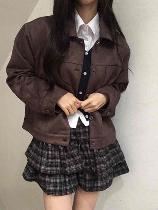 Vintage Suede Quilted Boxy Oversized Jacket
