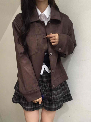Vintage Suede Quilted Boxy Oversized Jacket