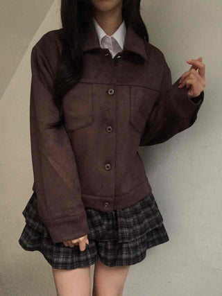 Vintage Suede Quilted Boxy Oversized Jacket
