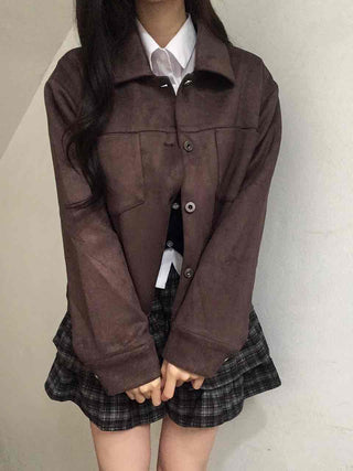 Vintage Suede Quilted Boxy Oversized Jacket