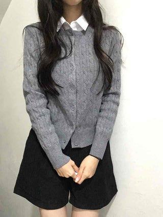 Preppy Cable Slim Cardigan