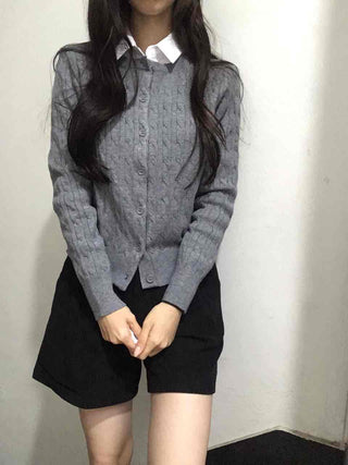 Preppy Cable Slim Cardigan