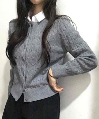Preppy Cable Slim Cardigan