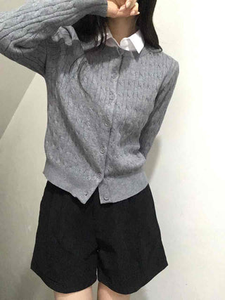 Preppy Cable Slim Cardigan