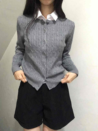 Preppy Cable Slim Cardigan
