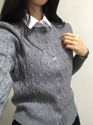 Preppy Cable Slim Cardigan
