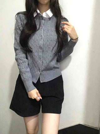Preppy Cable Slim Cardigan