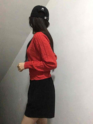 Feminine Cable Button Basic Cardigan