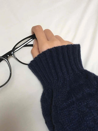 Classic Aran Pattern Wool Blend Round Neck Knit