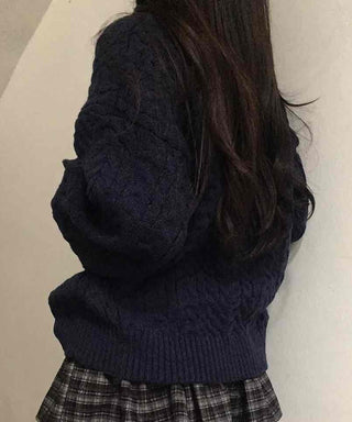 Classic Aran Pattern Wool Blend Round Neck Knit