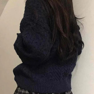 Classic Aran Pattern Wool Blend Round Neck Knit