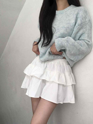 Delicate Fit Double Frill Shirred Elastic Waist Skirt