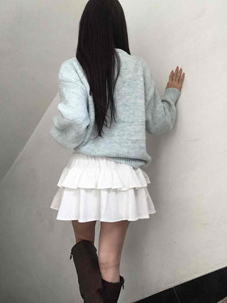 Delicate Fit Double Frill Shirred Elastic Waist Skirt