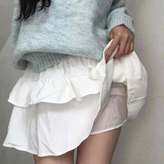 Delicate Fit Double Frill Shirred Elastic Waist Skirt