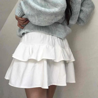Delicate Fit Double Frill Shirred Elastic Waist Skirt