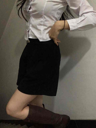 Basic Daily High-Waisted Pintuck Cotton Shorts
