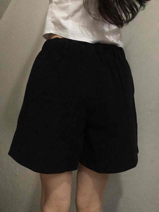 Basic Daily High-Waisted Pintuck Cotton Shorts